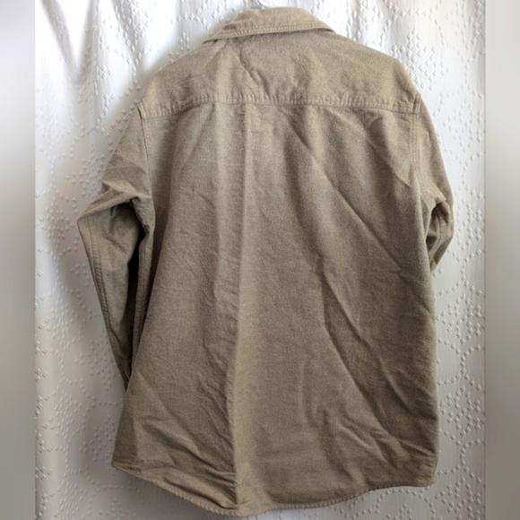 Harley Davidson Tan 100% Cotton Fleece Metal Snap Button Down Medium Tall Beige - Picture 4 of 8